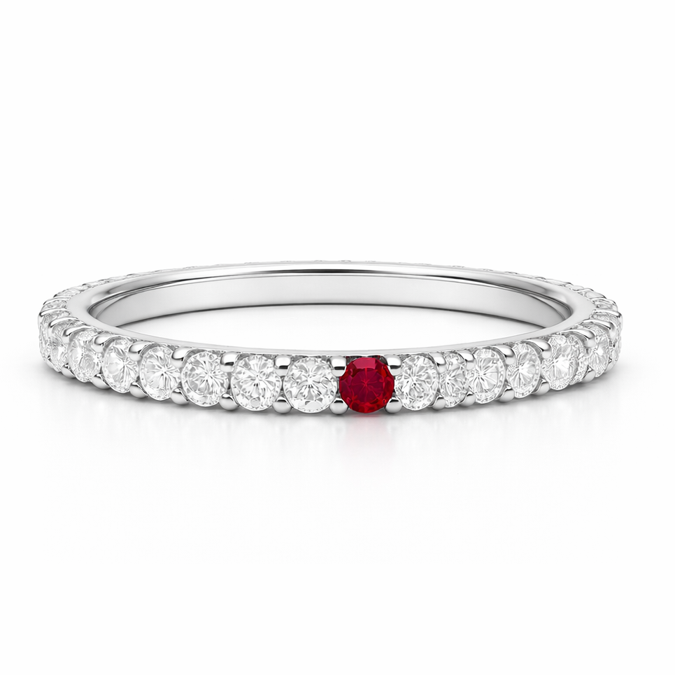 Eternity Anniversary Band — Ruby Accent