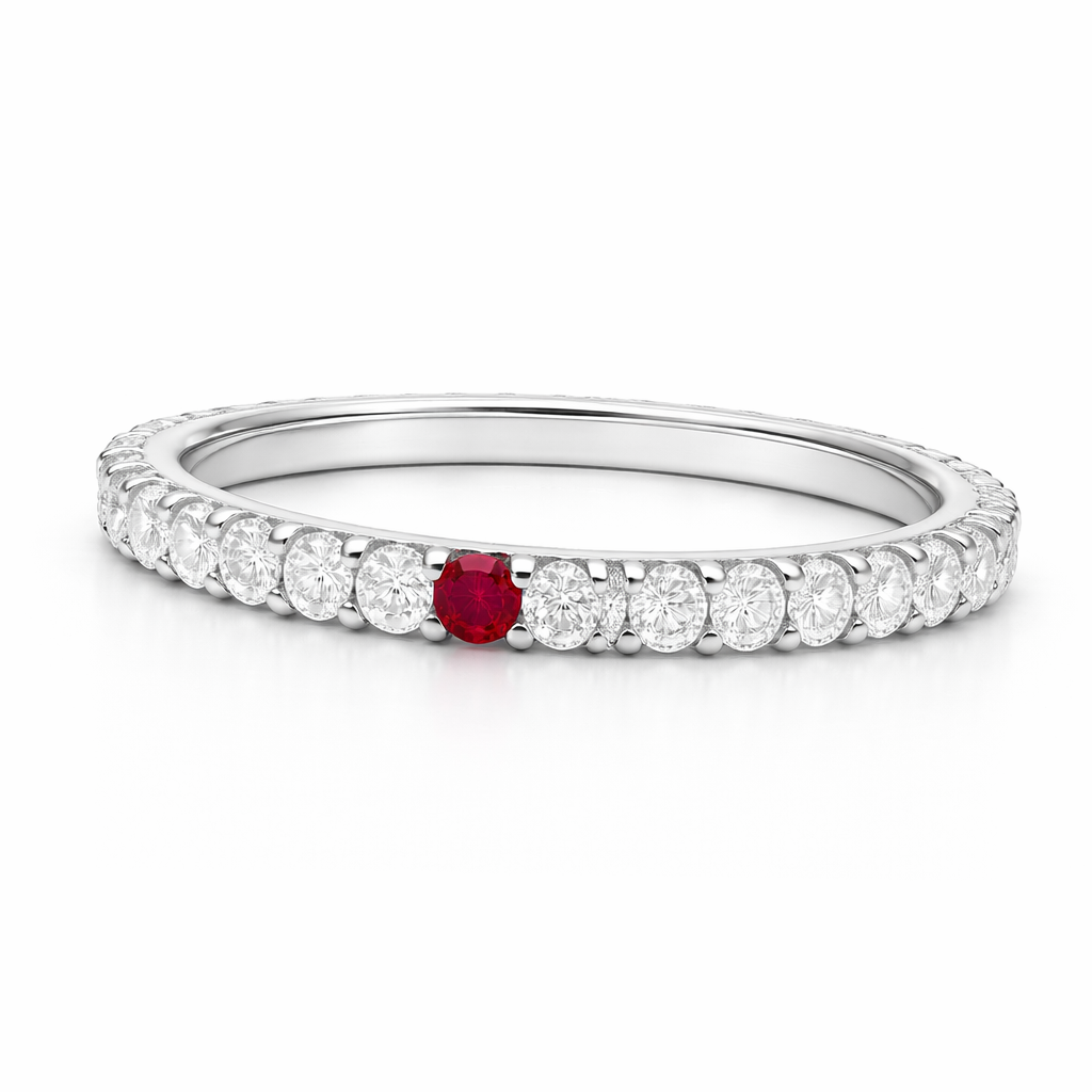 Eternity Anniversary Band — Ruby Accent
