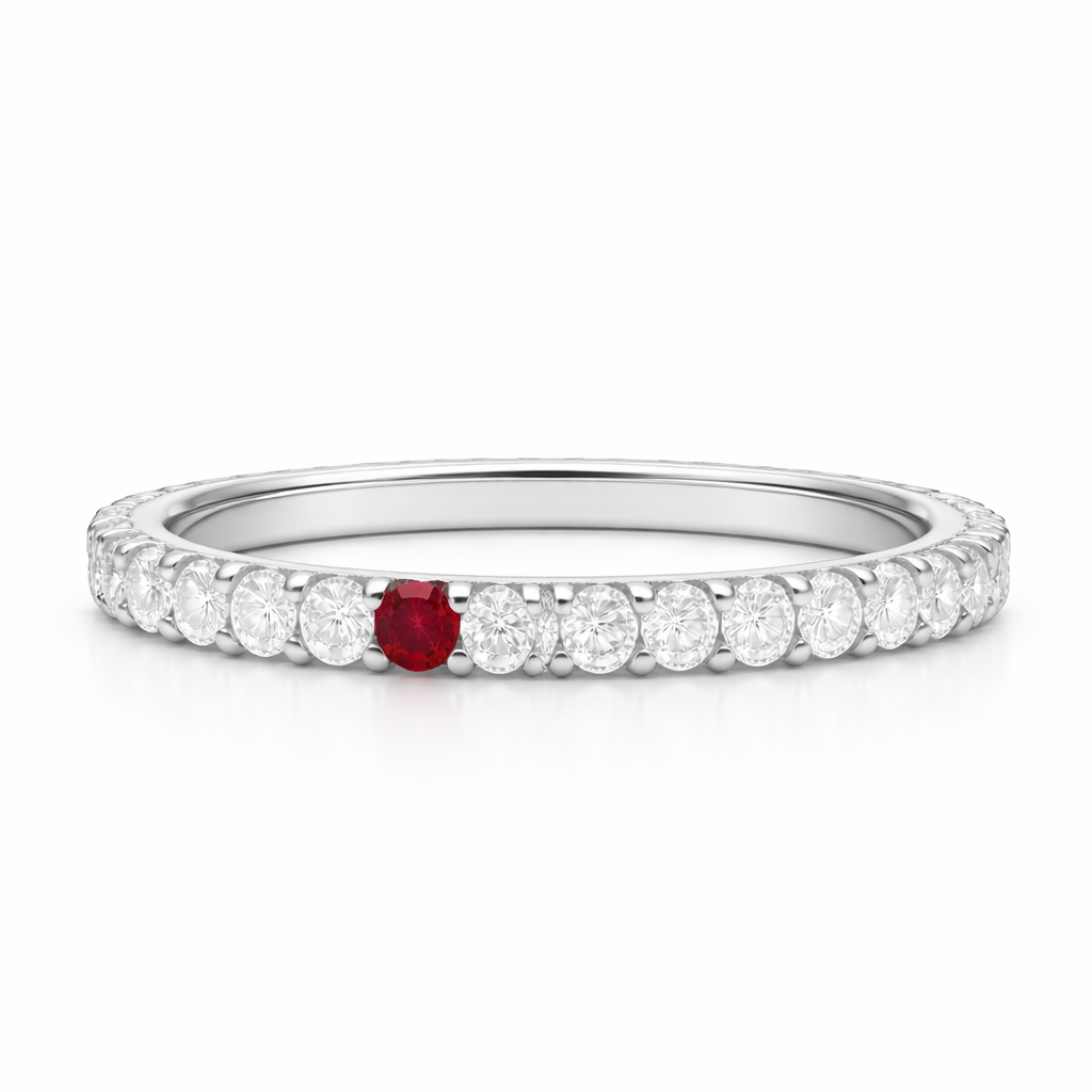 Eternity Anniversary Band — Ruby Accent