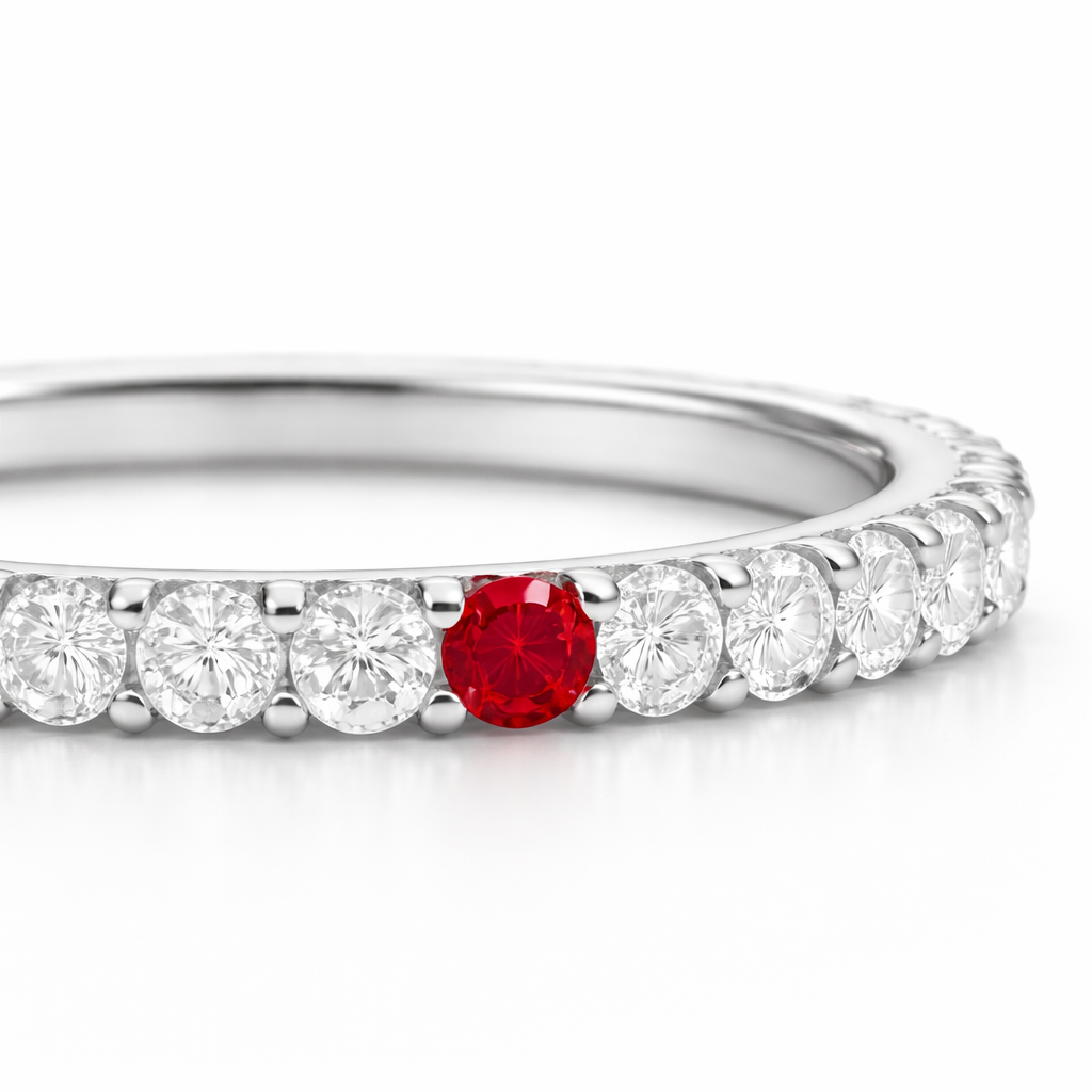 Eternity Anniversary Band — Ruby Accent