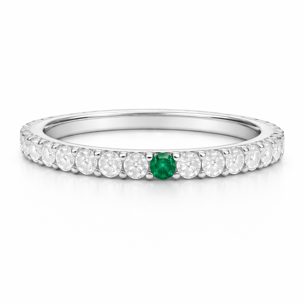 Eternity Anniversary Band — Emerald Accent