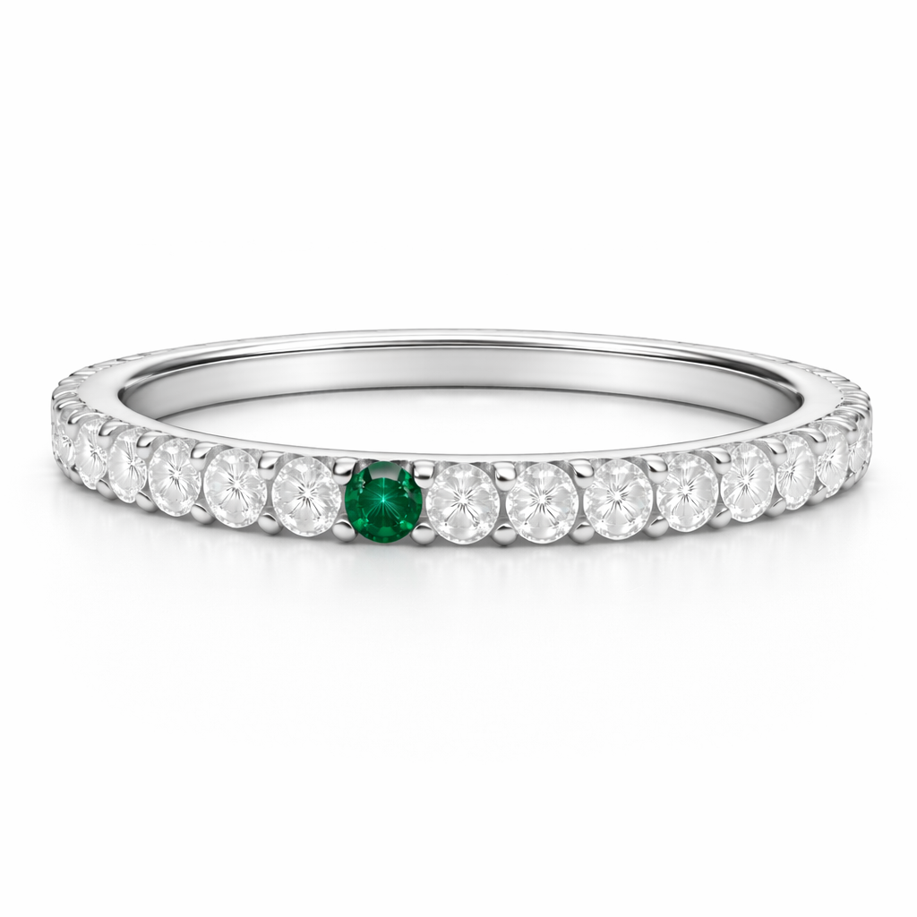 Eternity Anniversary Band — Emerald Accent