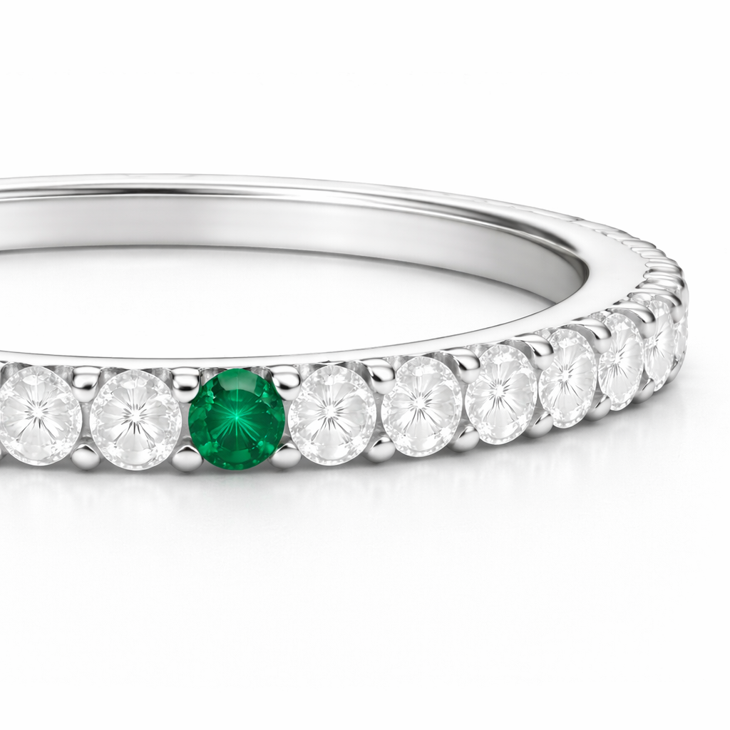 Eternity Anniversary Band — Emerald Accent