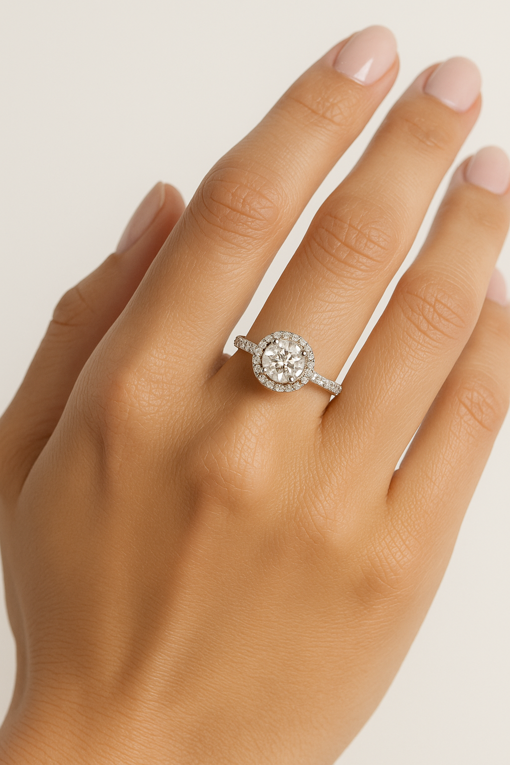 Halo Round Brilliant Engagement Ring by ZALXNDRA
