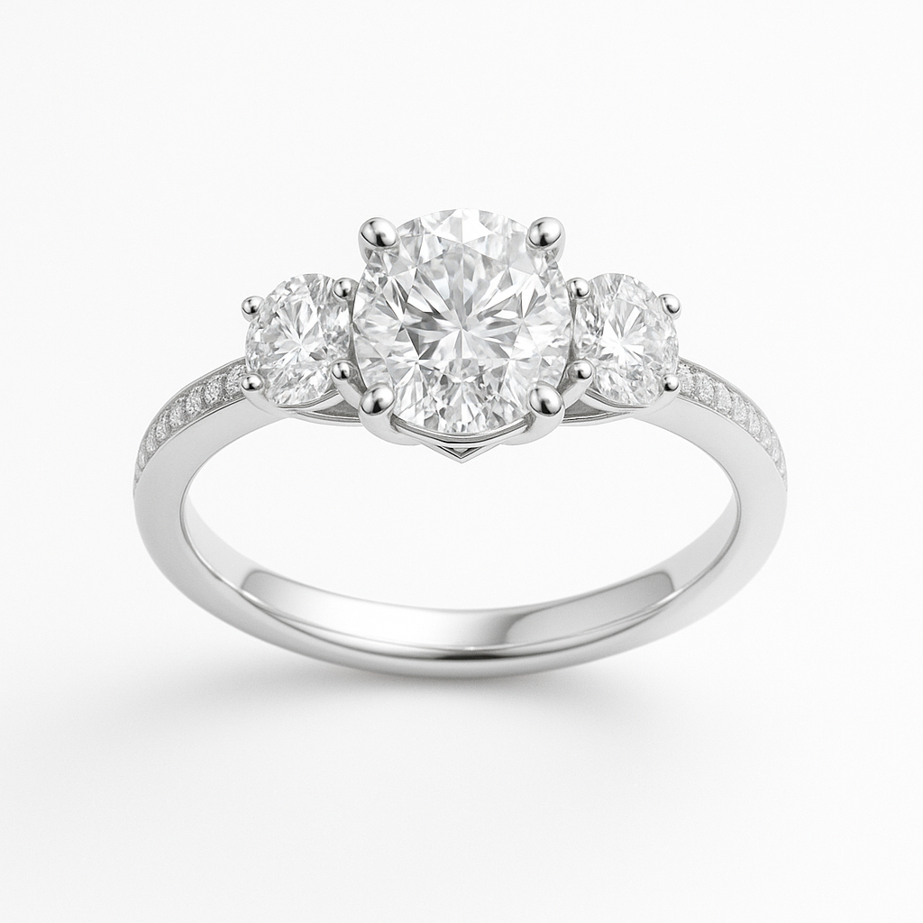 Three-Stone Round Brilliant Engagement Ring