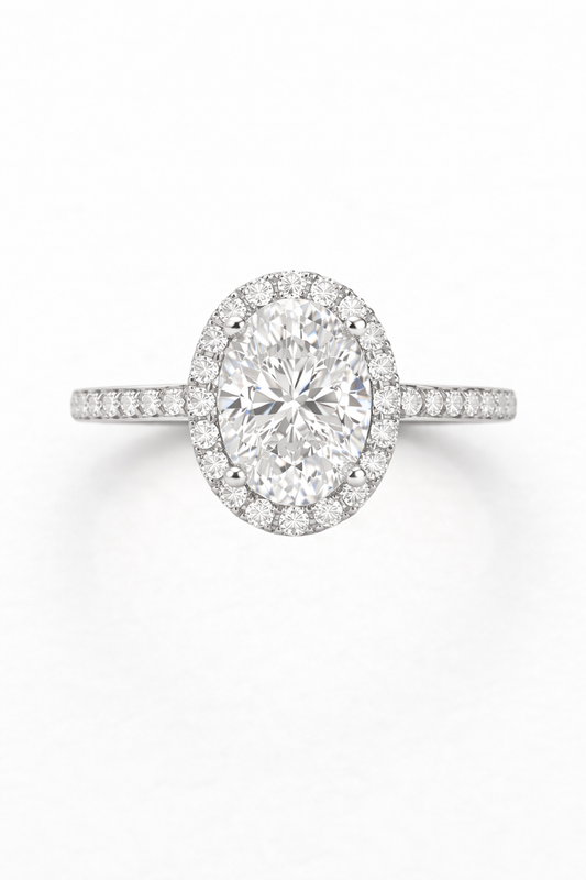 The Oval Halo — Engagement Ring with Micro-Pavé