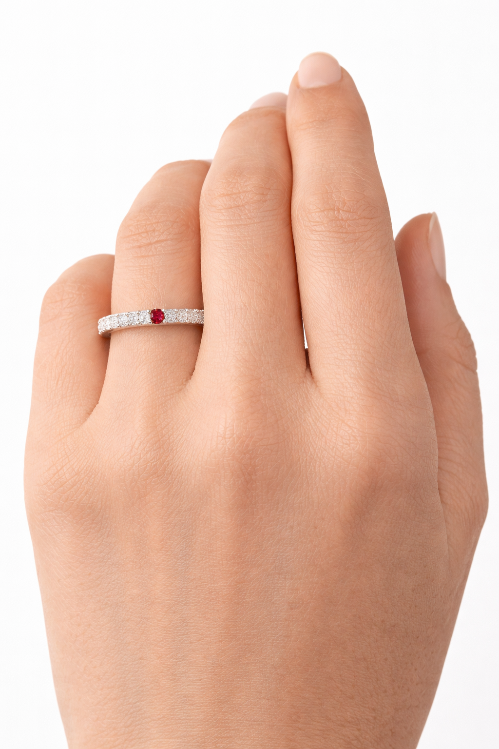 Eternity Anniversary Band — Ruby Accent
