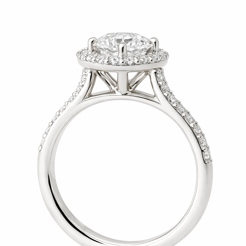Halo Round Brilliant Engagement Ring by ZALXNDRA